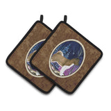 Caroline'S Treasures Starry Night Akita Pair Of Pot Holders Ss8352Pthd, 7.5Hx7.5W, Multicolor