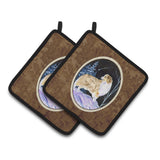 Caroline'S Treasures Starry Night Australian Shepherd Pair Of Pot Holders Ss8359Pthd, 7.5Hx7.5W, Multicolor