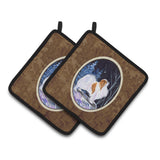 Caroline'S Treasures Starry Night Japanese Chin Pair Of Pot Holders Ss8363Pthd, 7.5Hx7.5W, Multicolor