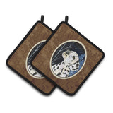 Caroline'S Treasures Starry Night Dalmatian Pair Of Pot Holders Ss8370Pthd, 7.5Hx7.5W, Multicolor