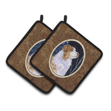 Caroline'S Treasures Starry Night Australian Shepherd Pair Of Pot Holders Ss8375Pthd, 7.5Hx7.5W, Multicolor