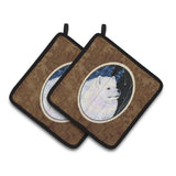 Caroline'S Treasures Starry Night Samoyed Pair Of Pot Holders Ss8376Pthd, 7.5Hx7.5W, Multicolor