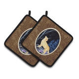 Caroline'S Treasures Starry Night Golden Retriever Pair Of Pot Holders Ss8392Pthd, 7.5Hx7.5W, Multicolor