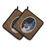Caroline'S Treasures Starry Night Norwegian Elkhound Pair Of Pot Holders Ss8398Pthd, 7.5Hx7.5W, Multicolor