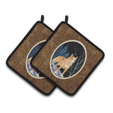 Caroline'S Treasures Starry Night Australian Cattle Dog Pair Of Pot Holders Ss8407Pthd, 7.5Hx7.5W, Multicolor
