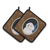 Caroline'S Treasures Starry Night Maltese Pair Of Pot Holders Ss8461Pthd, 7.5Hx7.5W, Multicolor