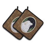 Caroline'S Treasures Starry Night Great Pyrenees Pair Of Pot Holders Ss8470Pthd, 7.5Hx7.5W, Multicolor