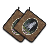 Caroline'S Treasures Starry Night Scottish Deerhound Pair Of Pot Holders Ss8493Pthd, 7.5Hx7.5W, Multicolor
