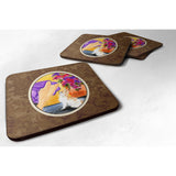 Caroline'S Treasures Ss8521Fc Lady With Her Chihuahua Foam Coasters (Set Of 4), 3.5 H X 3.5 W, Multicolor