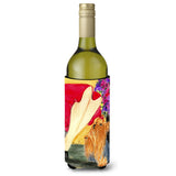 Lady With Her Yorkie Wine Bottle Beverage Insulator Beverage Insulator Hugger
