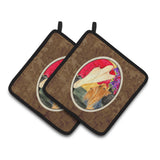 Caroline'S Treasures Lady With Her Yorkie Pair Of Pot Holders Ss8522Pthd, 7.5Hx7.5W, Multicolor
