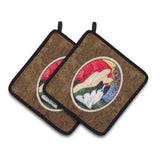 Caroline'S Treasures Lady With Her Papillon Pair Of Pot Holders Ss8523Pthd, 7.5Hx7.5W, Multicolor