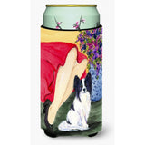 Lady With Her Papillon Tall Boy Beverage Insulator Beverage Insulator Hugger