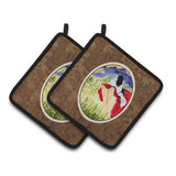 Caroline'S Treasures Lady With Her Japanese Chin Pair Of Pot Holders Ss8524Pthd, 7.5Hx7.5W, Multicolor