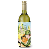 Lady Driving With Her Chow Chow Wine Bottle Beverage Insulator Beverage Insulator Hugger