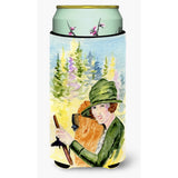 Lady Driving With Her Chow Chow Tall Boy Beverage Insulator Beverage Insulator Hugger