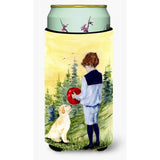 Little Boy With His Golden Retriever Tall Boy Beverage Insulator Beverage Insulator Hugger