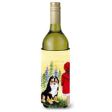 Little Girl With Her Bernese Mountain Dog Wine Bottle Beverage Insulator Beverage Insulator Hugger