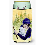 Woman Driving With Her Westie Tall Boy Beverage Insulator Beverage Insulator Hugger