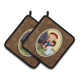 Caroline'S Treasures Little Girl With Her Bichon Frise Pair Of Pot Holders Ss8533Pthd, 7.5Hx7.5W, Multicolor