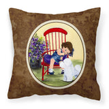 Caroline'S Treasures Ss8533Pw1414 Little Girl With Her Bichon Frise Fabric Pillow, Large, Multicolor
