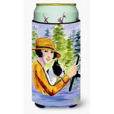Woman Driving With Her Boston Terrier Tall Boy Beverage Insulator Beverage Insulator Hugger
