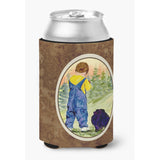 Little Boy With His Pomeranian Can Or Bottle Beverage Insulator Hugger