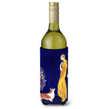 Lady With Her Corgi Wine Bottle Beverage Insulator Beverage Insulator Hugger