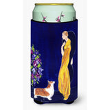Lady With Her Corgi Tall Boy Beverage Insulator Beverage Insulator Hugger