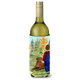 Little Boy With His Chesapeake Bay Retriever Wine Bottle Beverage Insulator Beverage Insulator Hugger