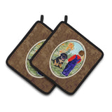 Caroline'S Treasures Tibetan Mastiff Pair Of Pot Holders Ss8548Pthd, 7.5Hx7.5W, Multicolor