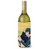 Lady Driving With Her Briard Wine Bottle Beverage Insulator Beverage Insulator Hugger