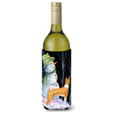 Snowman With Basenji Wine Bottle Beverage Insulator Beverage Insulator Hugger