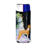 Snowman With Basenji Ultra Beverage Insulators For Slim Cans Ss8556Muk