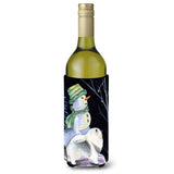 Snowman With Keeshond Wine Bottle Beverage Insulator Beverage Insulator Hugger