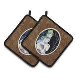 Caroline'S Treasures Snowman With Keeshond Pair Of Pot Holders Ss8557Pthd, 7.5Hx7.5W, Multicolor
