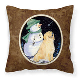 Caroline'S Treasures Ss8577Pw1414 Golden Retriever With Snowman In Green Hat Pillow, Large, Multicolor