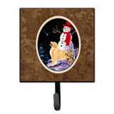 Caroline'S Treasures Ss8579Sh4 Golden Retriever With Snowman In Red Hat Leash Holder Or Key Hook, Small, Multicolor