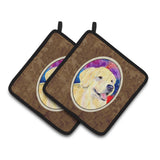Caroline'S Treasures Golden Retriever Pair Of Pot Holders Ss8753Pthd, 7.5Hx7.5W, Multicolor