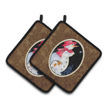 Caroline'S Treasures Snowman With Papillon Pair Of Pot Holders Ss8793Pthd, 7.5Hx7.5W, Multicolor