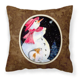Caroline'S Treasures Ss8793Pw1414 Snowman With Papillon Decorative Canvas Fabric Pillow, Large, Multicolor