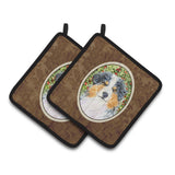 Caroline'S Treasures Australian Shepherd Pair Of Pot Holders Ss8848Pthd, 7.5Hx7.5W, Multicolor