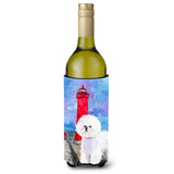 Lighthouse With Bichon Frise Wine Bottle Beverage Insulator Beverage Insulator Hugger