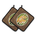 Caroline'S Treasures Golden Retriever Pair Of Pot Holders Ss8906Pthd, 7.5Hx7.5W, Multicolor