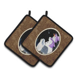 Caroline'S Treasures Snowman With Bearded Collie Pair Of Pot Holders Ss8947Pthd, 7.5Hx7.5W, Multicolor