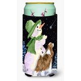 Snowman With English Springer Spaniel Tall Boy Beverage Insulator Beverage Insulator Hugger
