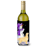 Snowman With Golden Retriever Wine Bottle Beverage Insulator Beverage Insulator Hugger