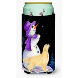 Snowman With Golden Retriever Tall Boy Beverage Insulator Beverage Insulator Hugger