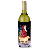 Santa Claus With Golden Retriever Wine Bottle Beverage Insulator Beverage Insulator Hugger