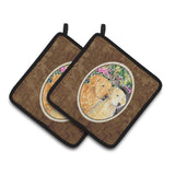 Caroline'S Treasures Golden Retriever Pair Of Pot Holders Ss8974Pthd, 7.5Hx7.5W, Multicolor